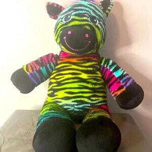 Build A Bear Rainbow Wild Striped Zebra Plush Retired Animal 17”